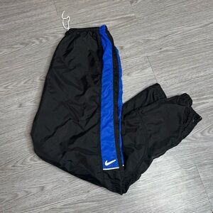 Vintage 90s Nike White Tag Pants Blk / Blue Jogger Athletic Slash Nylon Zipper L